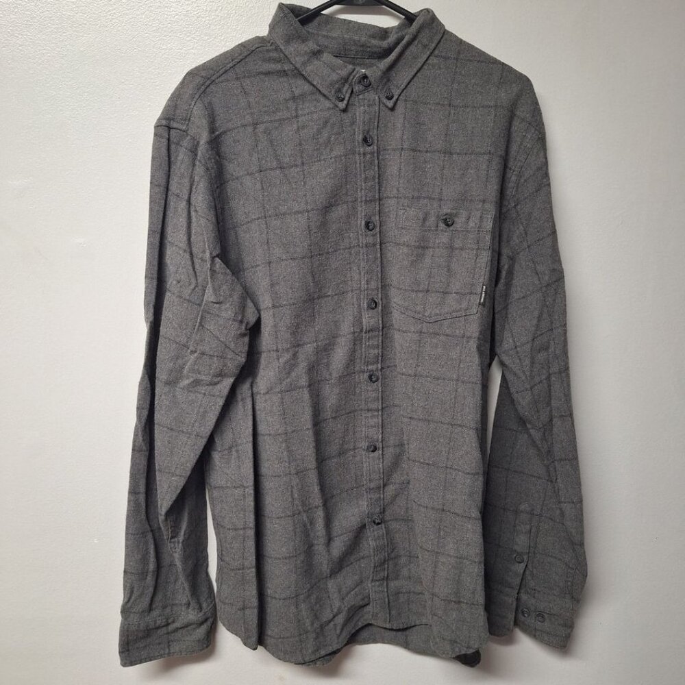 Billabong‎ Flannel Button Down Gray Youth Boys XXL Fitted Stretch